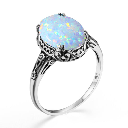 925 silver inlaid 6CT Opal ring