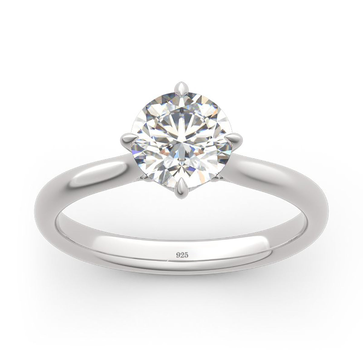 925 Silver Inlaid Moissanite Plated White Gold Engagement Ring with GRA Certification