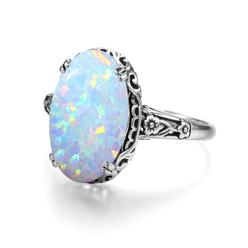 925 silver inlaid 6CT Opal ring