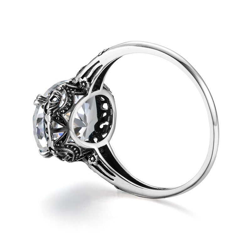 925 Silver Inlaid 6ct Moissanite Ring