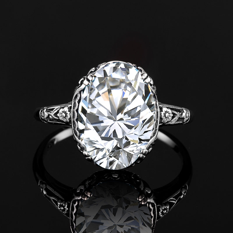 925 Silver Inlaid 6ct Moissanite Ring