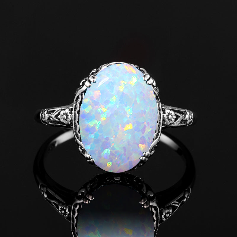 925 silver inlaid 6CT Opal ring