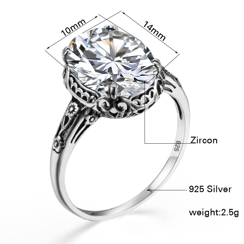 925 Silver Inlaid 6ct Moissanite Ring