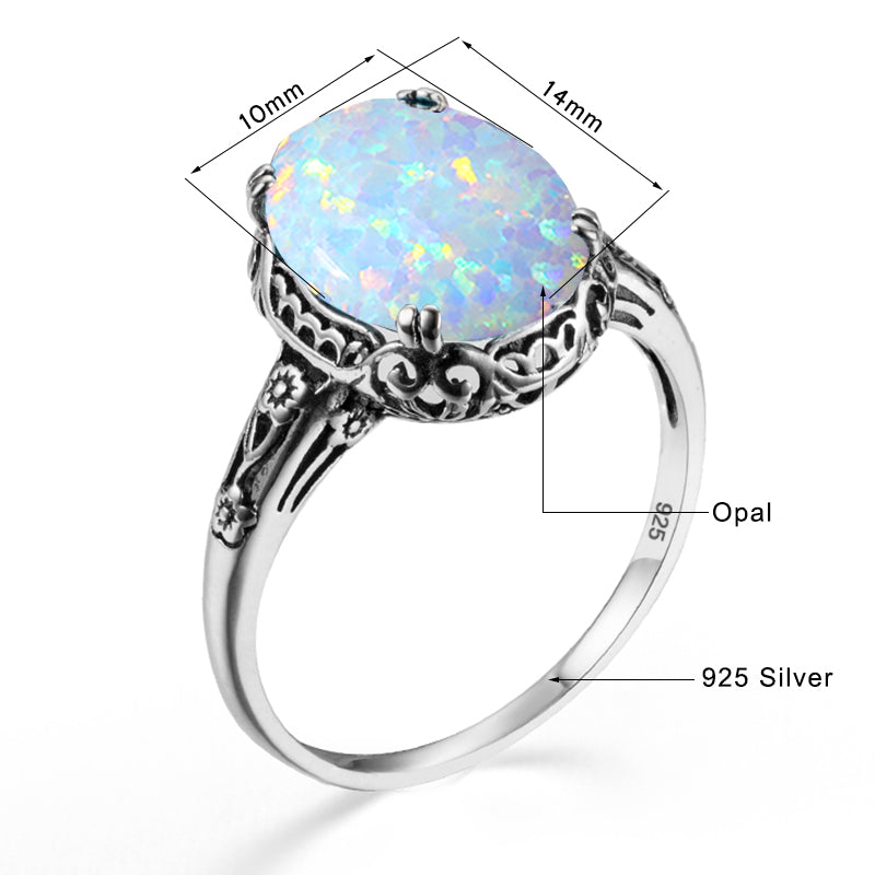 925 silver inlaid 6CT Opal ring