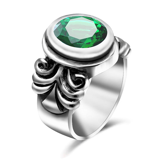 Green artificial gemstone ring 4ct