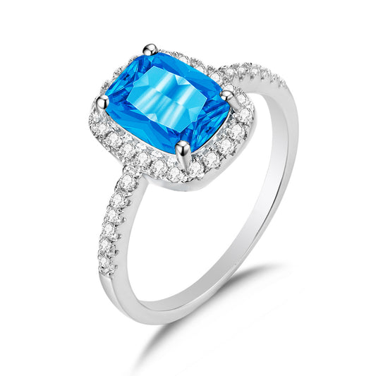 Blue artificial gemstone ring 4ct