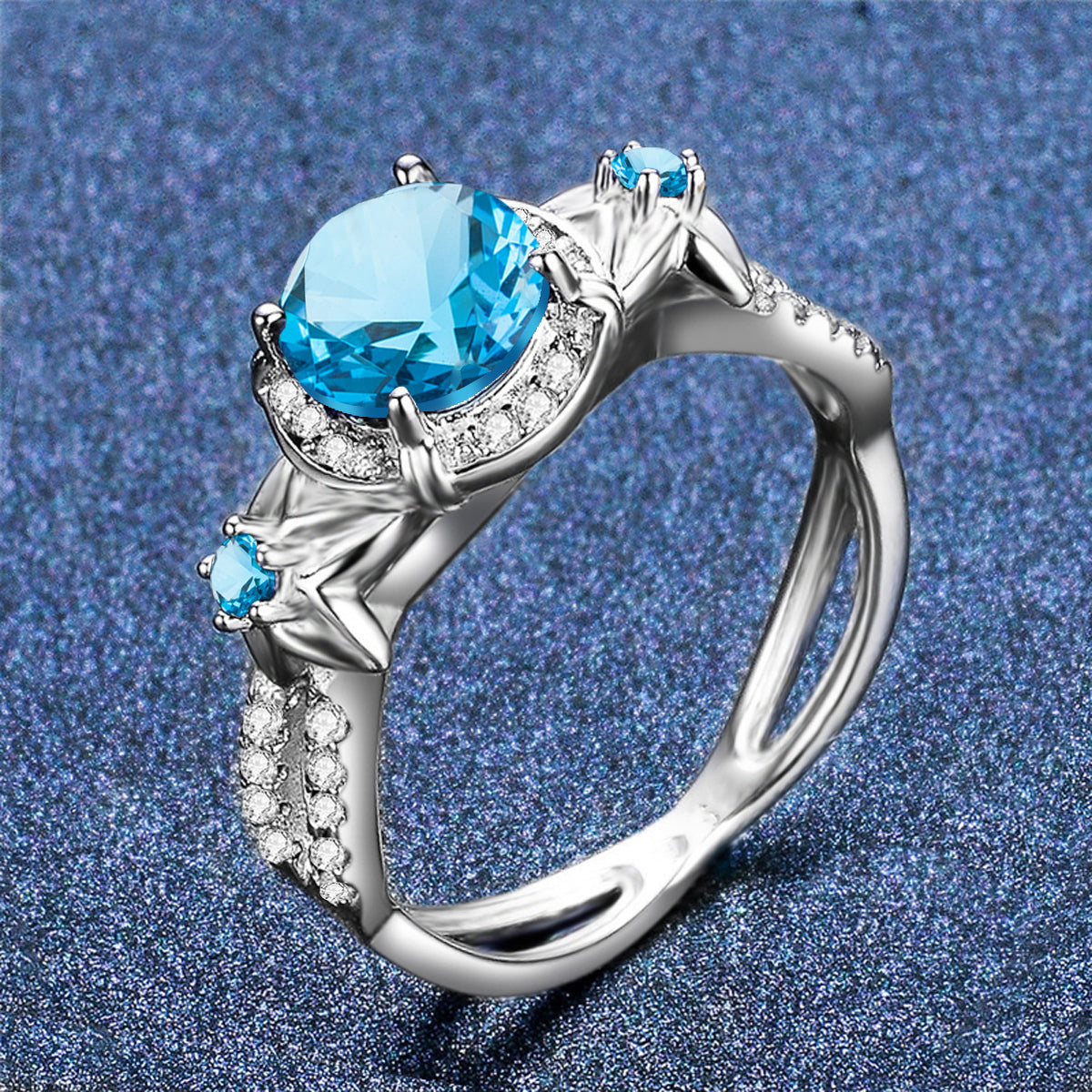 Blue artificial gemstone ring 2.5ct